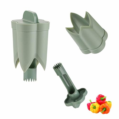 Remover di Semi di Pepe 2 in 1 Estrattore di Semi di Peperone | Snocciolatore di Peperoni per Cucina Casa Famiglia Campeggio (Verde)