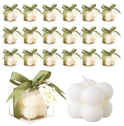 20 Stück Bubble Kerzen, Duftkerzen mit Acrylboxen, Bändern und Geschenkanhängern, Kerzen-Gastgeschenke für Hochzeit, Brautparty, Babyparty, Geburtstagsfeier