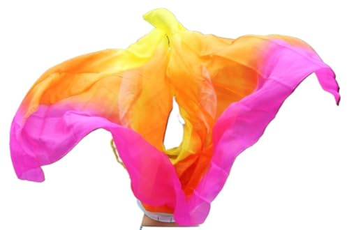 WEOKDFHA Bauchtanz Schleier Aus Seide Bauchtanz-Schleier for Damen, Schal, Seidenschleier, Bauchtanz, Rot, Orange, Gelb