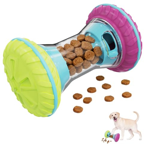 MateeyLife Interactive Dog Roller Puzzle Toy, Durable Dumbbell Dog Toys to Keep Them Busy | Adjustable Treat Dispensing Dog Toys, Slow Feeder & Silent Rolling for Apartment, Purple