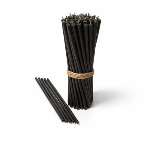 Candele Sottili in Cera d’Api Naturale Nere | 21 cm x 6,5 mm | Lunga Durata & Combustione Pulita Senza Fumo | Per Meditazione Yoga Rituali & Mindfulness – CanBee | 25 pz