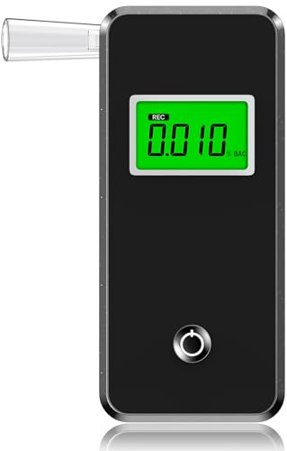 Portable Breathalyzer, Digital Alcohol Tester with Blue LCD Display, Home Use Personal Portable Breathalyzer (Includes 10 Mouthpieces)