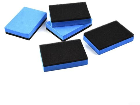 Lot de 5 éponges applicatrices de revêtement en céramique EVA pour cire et mastic – Bleu + Noir Rectangulaire Tampons de polissage 7,5 x 5 x ,5 cm, Automo