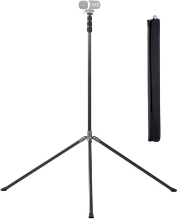 XbotGo NT4 PRO - Treppiede professionale in fibra di carbonio, 3,9 m, extra alto, con colonna centrale ammortizzata ad aria, piedini a ferro di cavallo per registrazione di giochi, perfettamente