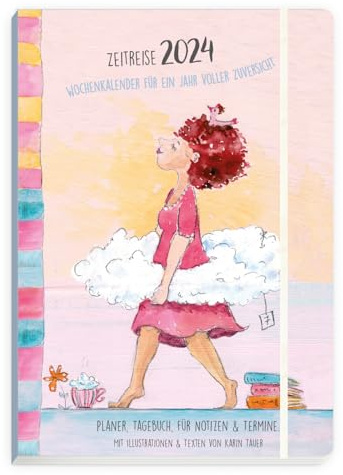 Taschenkalender 2024 Buchkalender A5 I Handlicher Wochenplaner von Karin Trauer (Damen mit Format) I Terminplaner und Tagebuch mit 2 Seiten pro Woche I Elegantes Hardcover