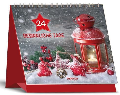 TRÖTSCH – Aufstell Adventskalender „24 besinnliche Tage“ | Weihnachtskalender mit 24 besinnlichen Bildern & Weisheiten: Dekorativer Adventskalender mit Goldfolie