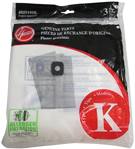 Hoover/TTI Floor Care 4010100K 3 Pack, Style K Allergen Filtration Vacuum Bags