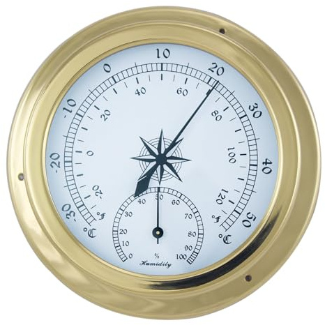 Thermo-/Hygrometer Nautik Messing Ø=15cm Sea-Club