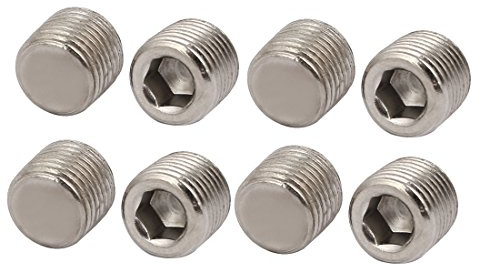 sourcing map 8 Stück G1/8 Metall Innensechskant Set Flachspitz Madenschrauben Silber Ton für Handtuchhalter Türgriff