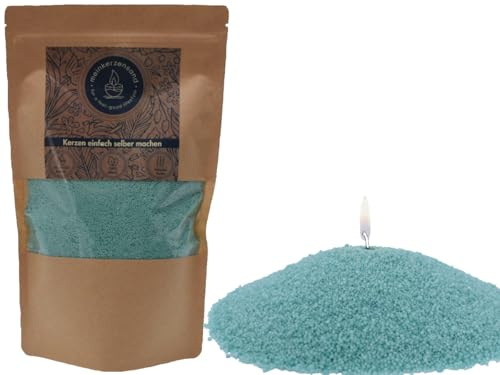 KERZENSAND inkl. 2 Dochte á 20cm - Palmwachs Wachsgranulat Kerzengranulat Kerze Wachs Teelicht - Universal einsetzbar - unvergleichbar Kreativ (mint - 400g)