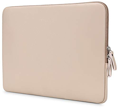 MOSISO Laptop Hülle Tasche Kompatibel mit MacBook Pro 14 Zoll M5 M4 M3 M2/1 | PU Leder Gepolstert Wasserdicht Sleeve Kompatibel mit MacBook Pro 14 Zoll M5 M4 M3 M2 M1 2026-2021, Aprikose