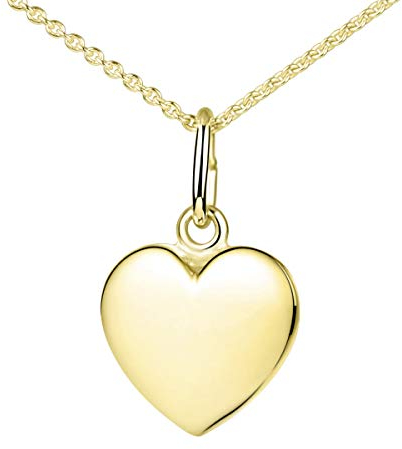 Materia Herzkette Gold 375 Damen Mädchen 1,1g - kleiner Herz Anhänger mit Kette Goldkette 42cm in Schmuck Etui GKA-5