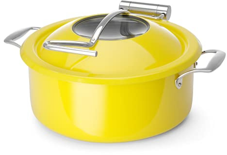 Fine Dine - Speisenwärmer Induktion | Warmhaltebehälter für Chafing-dish | Essenwärmer Rund | Warmhaltetopf für Speisen | Induktionstopf | 832981 | in Größe 420x365x(H)185 mm | Gelb