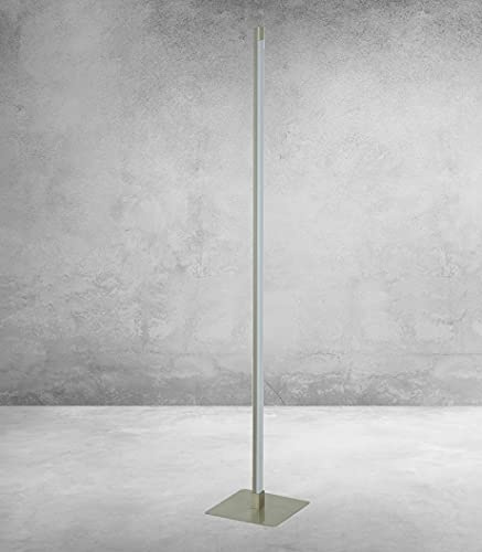 Trango 1524 stufenlos Touch dimmbar Stehlampe Edelstahl-Optik 14 Watt 1200 Lumen LED Modul *STRAIGHT* weißes satiniertes Lampenschirm H: 120cm Standlampe Wohnzimmer Leuchte, Stehleuchte Touchfunktion