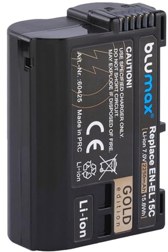 Blumax Akku kompatibel mit Nikon EN-EL15c |- 2250mAh -| EN-EL15b EN-EL15a EN-EL15 für /- Z8 Z7 II Z6 II Z5 Zf -/ D500 D800 D850 D7200 D7500-1 V1