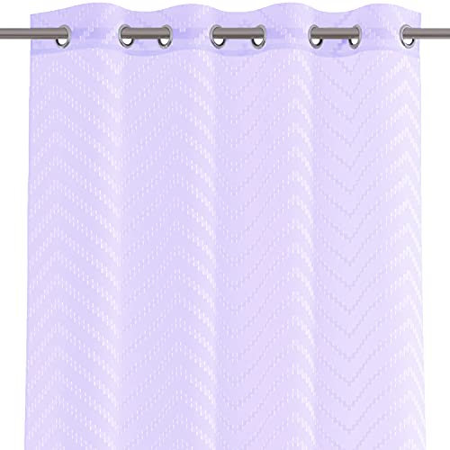AmeliaHome Tenda semitrasparente, 140 x 270 cm, 1 pezzo, con occhielli, ricamata, lavanda