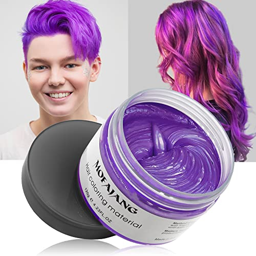 Temporäre Haarfarbe Violett Haarfarbe, Styling Haartone für Männer Frauen, Natürliche Frisur Pomade, Temporäre Haarfärbemittel Wachs für Party, Cosplay & Halloween, 4,23 Unzen (Violett)