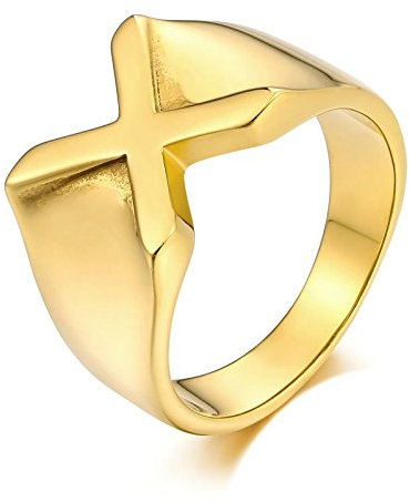 Ayoiow Punk Ring Herren, Siegelring Edelstahl Größe 67 (21.3), Ring Herren, Gold