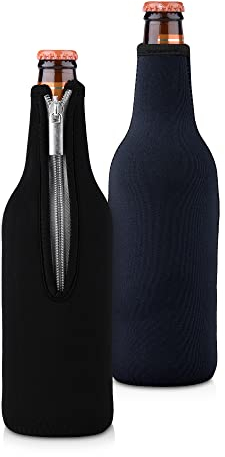 kwmobile 2x Rafraîchisseur de Bouteille Compatible avec Bouteille 330-500ml - Lot de Refroidisseurs Bouteilles Verres Bière Vin Soda - noir-bleu foncé