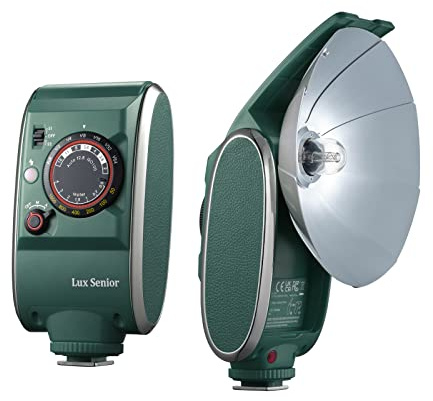 GODOX Lux Senior Retro-Kamerablitz GN14 CCT 6000±200K mit faltbarem Reflektor 1700mAh Speedlight Auto/Manueller Blitzmodus für Canon Sony Nikon Fuji Olympus Panasonic Kameras Waldgrün