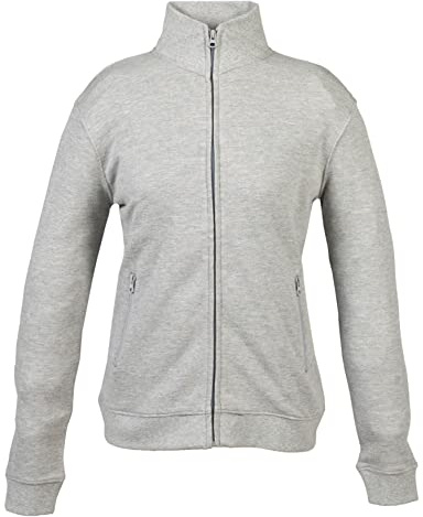 Niscioma Felpa da Lavoro Donna Zip Intera - Felpe Senza Cappuccio Tinta Unita Stampabili, Maglia Tuta Non Felpata Misto Cotone, Collo a Lupetto Zip Corta, Modello Geo