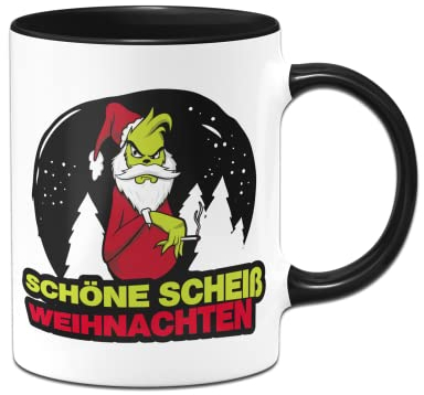 Tassenbrennerei Grinch Weihnachtstasse - Schöne S Weihnachten - Tasse zur Anti Weihnachten lustig als Geschenk (Schwarz)