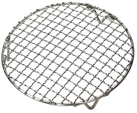 Round BBQ Grill Mesh, Stainless Steel Non Stick Reusable Fire Pit Grate Barbecue Mesh with Legs, Round Steaming Cooling Rack, Cooking Grill Tools Accessories