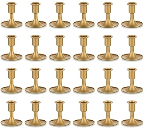 Kerzenständer Gold Kerzenhalter Stabkerzen Metall: Romadedi 24er Set Goldene Stabkerzenhalter Kleine für Hochzeit Party Tischdeko Weihnachten Adventskranz Modern Tisch Deko Wohnzimmer