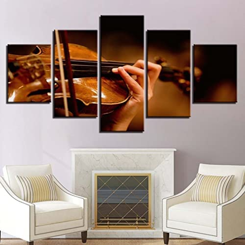 Musik Gitarre Klavier Violine Schlagzeug Grammophon 5 Teilig Leinwandbilder Bild Auf Leinwand Wandbild Kunstdruck Wanddeko Wand Wohnzimmer Wanddekoration For Home Office Modern Decoration Rahmenlos 1