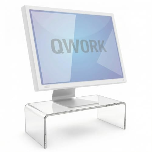 QWORK® Monitorständer, Acryl bildschirmerhöhung, Acrylregale, 30 x 15 x 10 cm, für PC Computer Monitor, Laptop
