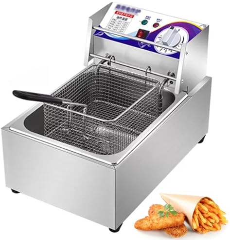 RUYICZB Friggitrice Elettrica Ad Olio, 10 Litri, Friggitrice Elettrica Professionale in Acciaio Inox, con Funzione Zona Fredda Filtro Oilclean, Secchio Rimovibile, Controllo Termostatico