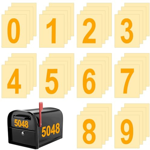 Bohrma 40 Stück Zahlen Aufkleber Gold 0-9, Selbstklebende Gold 10x5cm Nummern, Reflektierende Nummer Wasserdicht Briefkasten Selbstklebende Hausnummer