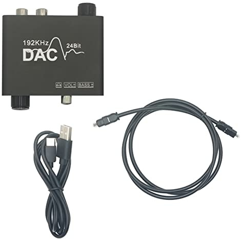 Knadgbft 192KHz Converter Digital Optical Coaxial Toslink to Analog L/R 3.5mm Audio Converter Adapter Part Kit with Volume Control