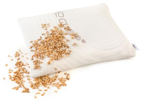 NATURECA Almohada de espelta, almohada para el cuello, dolor de cuello, almohada para dormir de lado con fundas de cojín de bambú, cáscara de espelta, almohada de apoyo para el cuello, almohada ortopé