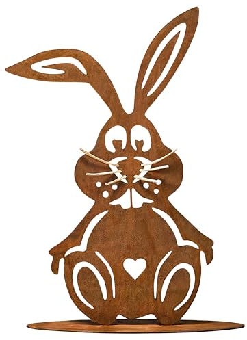 Rostikal Osterhase Gartendeko Rost 22 x 15,5 cm – Frühling Dekoration für Garten & Wohnzimmer, Vintage Deko für Ostern, Stilvolle Metallkunst aus Deutschland