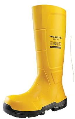 DUNLOP JobGuard S5 – Stivali da lavoro per donna e uomo – Stivali di sicurezza impermeabili con puntale in acciaio – Resistenti ai prodotti chimici e antiscivolo – Giallo – Taglie 43