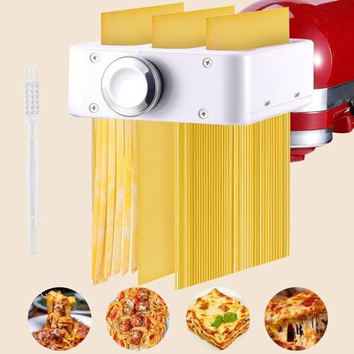 Pasta Maker Aufsatz für KitchenAid Standmixer 3-in-1 Edelstahl Pasta Roller, Spaghetti/Fettuccine Cutter für KitchenAid Mixer Zubehör & Pasta Press​ von Gomen