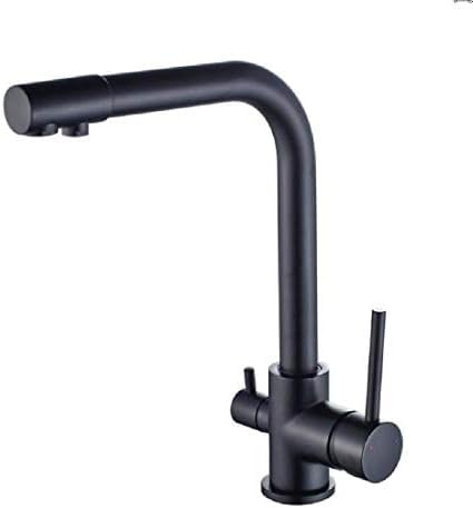 Cocina Giratoria Mezclador De Cocina Fregadero Caliente Y Frío Dos Grifos De Agua Potable Negro Esmerilado Fengong