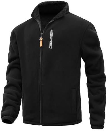 MeiLayM Giacca in Pile Uomo con Zip Integrale Giacca All'aperto Sport Giacca Stand-up Collare Giacca Casual Interno in Pile Caldo Giacca con Tasche con Cerniera