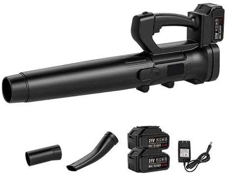 Akku-Laubbläser für Makita 18V Batterie, Akk-Gebläse mit Turbinen, 2x15000mah Akku und Ladegerät, 6 Geschwindigkeitsstufen 0-18600RPM, für Rasenpflege, Schneeräumung (Mit 15000mAh Akku*2)