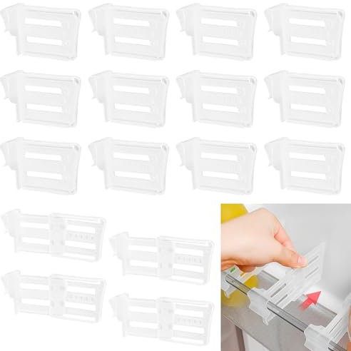 Lot de 16 organiseurs de réfrigérateur réglables - Porte latérale - Séparateur pour bouteilles d'épices, boissons
