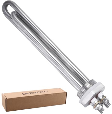 DERNORD 48V 1200W Heizelement 1 Zoll DN25 BSP Heizstab Edelstahlflansch with Silikonring Doppel U Typ
