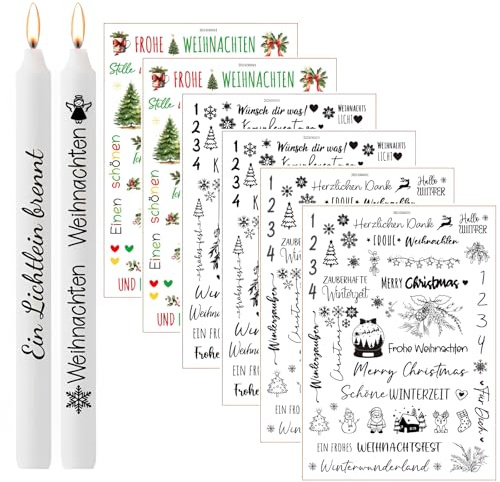 6 Pcs Kerzentattoo Weihnachten (200+ Muster), Wassertransferdruck, Weihnachten, Kerzentattoos Weihnachten, Rub On Sticker, Raysin Gießpulver, Kerzen Tattoo Weihnachten