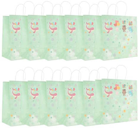 Idena 30478-12 - Geschenktüten Kinder, 12 Stück, Geschenktasche in der Größe 28 x 28 cm, Papiertüten für Kinder in Mint
