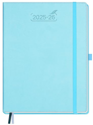 BEZEND Kalender 2026 Wochenplaner A4, 18-Monate Buchkalender Juli 25-Dez 26, PU-Leder Hardcover 1 Woche 2 Seiten mit Stifthalter - Himmelblau