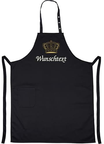 PERSOGO Schürze personalisiert - Kochschürze zum selbst gestalten - Grillschürze mit Name/Wunschtext - Verstellbare Barbecue Schürze - custom Apron mit Stickerei
