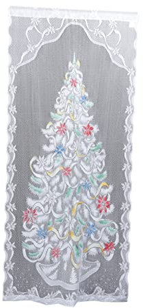 TINEASUR Weihnachtliche Led Spitzenvorhänge 102x213cm Halbverdunkelnd Aus Strapazierfähigem Stoff Batteriebetrieben Für Festliche Fensterdekoration