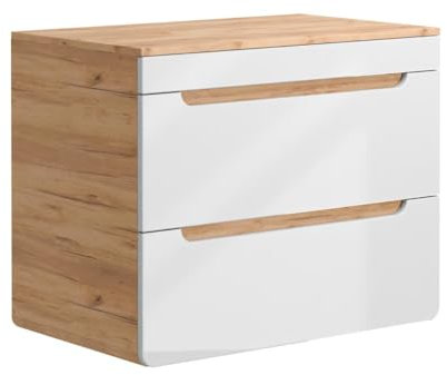 Vente-unique-Lavabo Flotante con Tablero - 80 cm - Natural Claro y Blanco Aruba