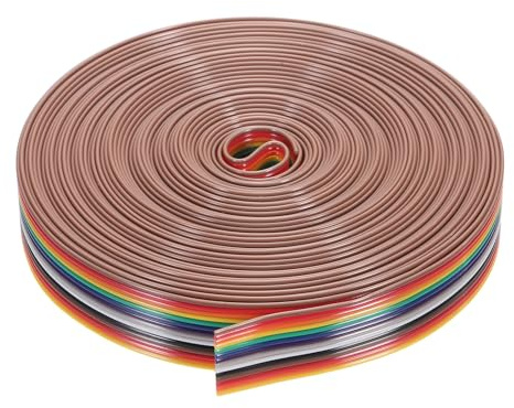sourcing map 1 Pcs 14 Pin Flat Rainbow Ribbon Cable 30 Ft 1.27mm Pitch Breadboard Jumper Wires for Electronic Projects