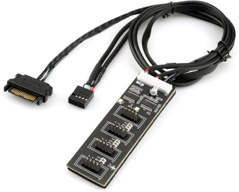 Ampliación de concentrador USB interno, 4 puertos internos USB 2.0, divisor de cabecera USB de 9 pines para cable de alimentación SATA, conector divisor USB 2.0 para placa base, adaptador para CPU,